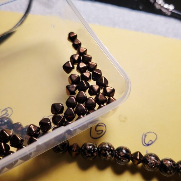 NWT Mens Black Copper Glow In The Dark Firefly Glass Bronze Luster Lucerna Beads - Picture 9 of 9